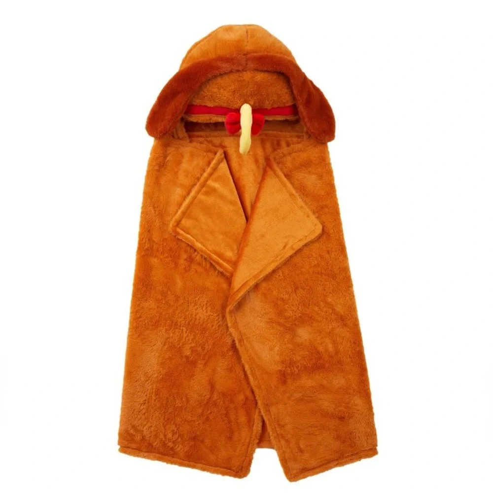 Dr. Seuss The Grinch-Max the Dog- Soft Brown Plush Hooded Blanket 30x50 in.